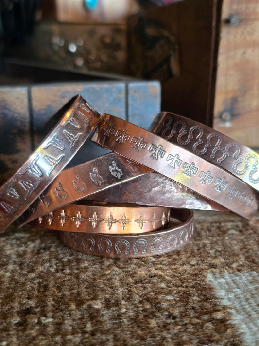 Stamped copper bracelet